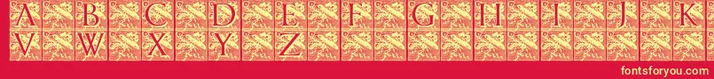 Czcionka Pompadourinitials – żółte czcionki na czerwonym tle