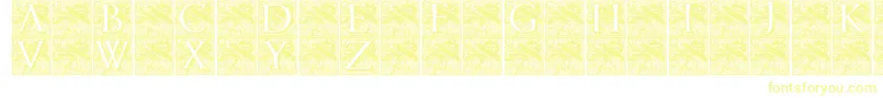 Fonte Pompadourinitials – fontes amarelas em um fundo branco