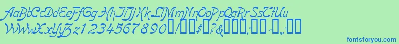 BoomerangItalic Font – Blue Fonts on Green Background