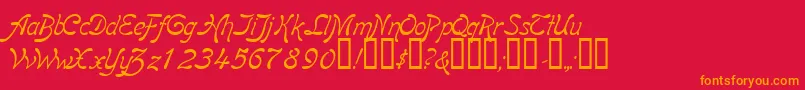 Fonte BoomerangItalic – fontes laranjas em um fundo vermelho