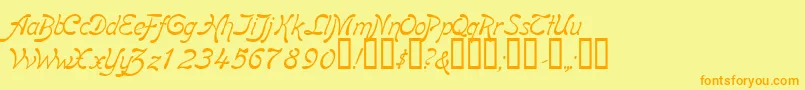 BoomerangItalic Font – Orange Fonts on Yellow Background