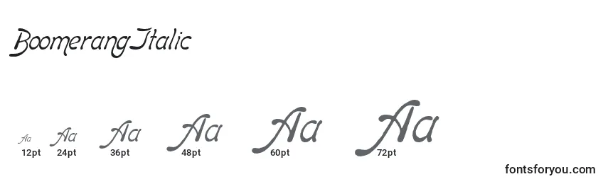 BoomerangItalic Font Sizes