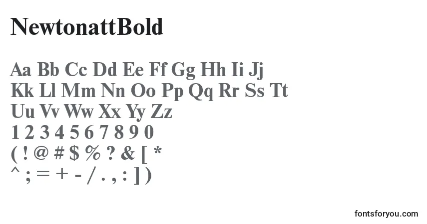 A fonte NewtonattBold – alfabeto, números, caracteres especiais