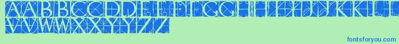 Capsrandomish Font – Blue Fonts on Green Background