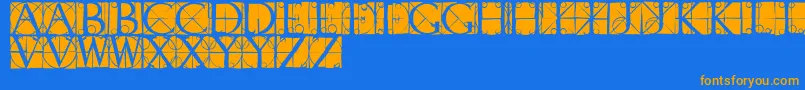 Capsrandomish Font – Orange Fonts on Blue Background