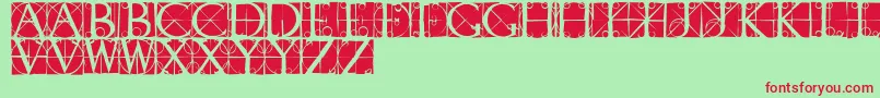 Capsrandomish Font – Red Fonts on Green Background