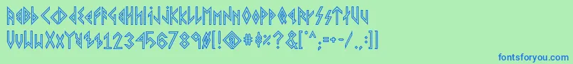 VikingYoungerRunes Font – Blue Fonts on Green Background