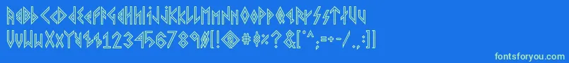 VikingYoungerRunes Font – Green Fonts on Blue Background