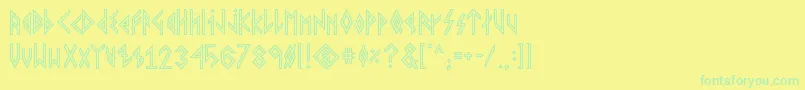 VikingYoungerRunes Font – Green Fonts on Yellow Background