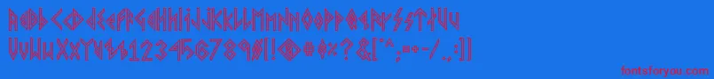 VikingYoungerRunes-Schriftart – Rote Schriften auf blauem Hintergrund