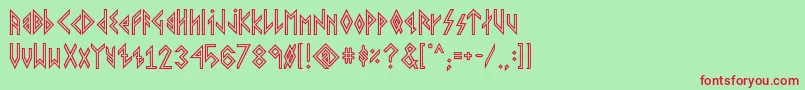 VikingYoungerRunes Font – Red Fonts on Green Background