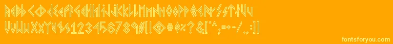 VikingYoungerRunes-Schriftart – Gelbe Schriften auf orangefarbenem Hintergrund