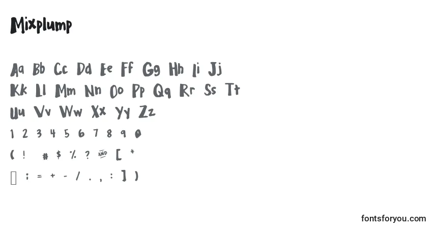 Czcionka Mixplump – alfabet, cyfry, specjalne znaki