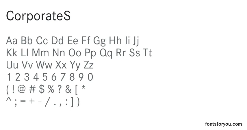 Fuente CorporateS - alfabeto, números, caracteres especiales