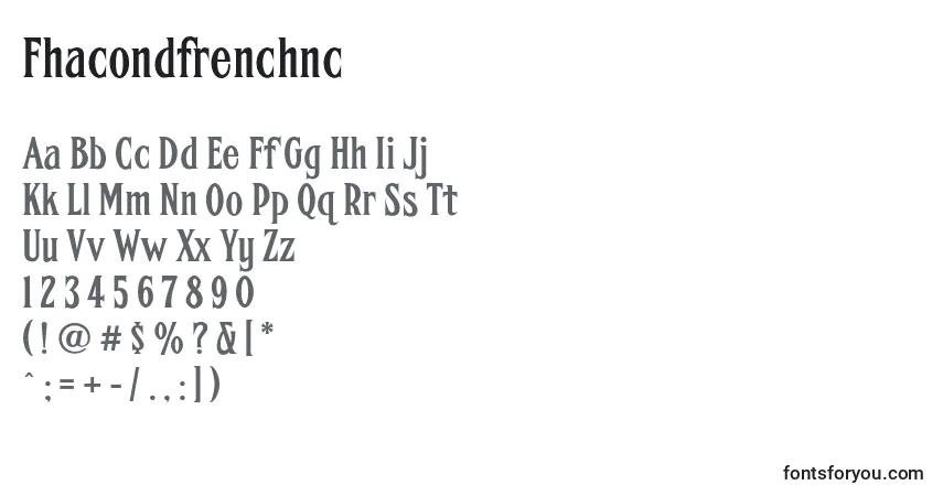 Шрифт Fhacondfrenchnc – алфавит, цифры, специальные символы
