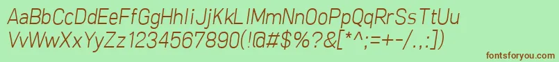 FreeroadLightItalic Font – Brown Fonts on Green Background