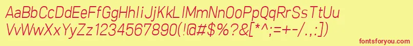 FreeroadLightItalic Font – Red Fonts on Yellow Background