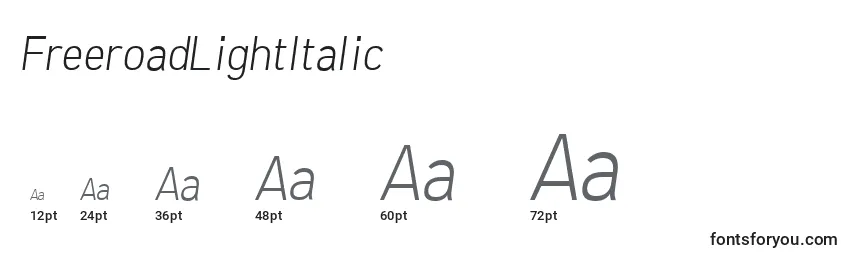 FreeroadLightItalic Font Sizes