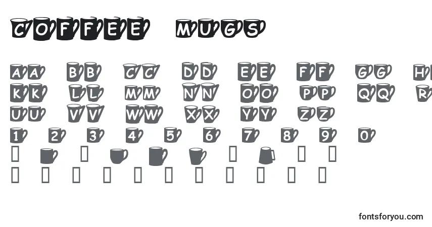 Schriftart Coffee Mugs – Alphabet, Zahlen, spezielle Symbole