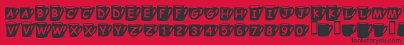 Fonte Coffee Mugs – fontes pretas em um fundo vermelho