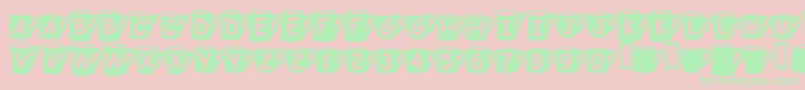 Coffee Mugs-Schriftart – Grüne Schriften auf rosa Hintergrund