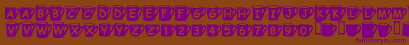 Coffee Mugs Font – Purple Fonts on Brown Background