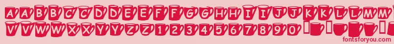 フォントCoffee Mugs – ピンクの背景に赤い文字