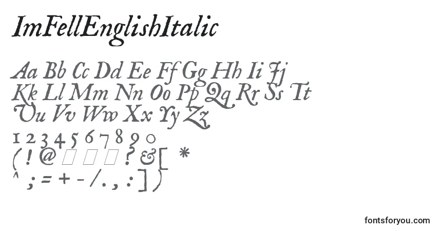ImFellEnglishItalic-fontti – aakkoset, numerot, erikoismerkit