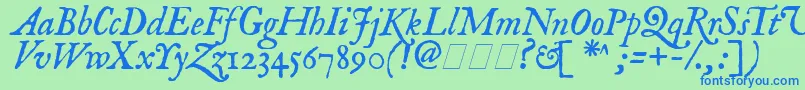 ImFellEnglishItalic Font – Blue Fonts on Green Background