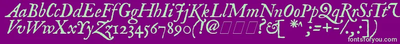 ImFellEnglishItalic Font – Green Fonts on Purple Background