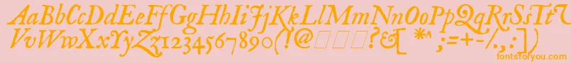 ImFellEnglishItalic-Schriftart – Orangefarbene Schriften auf rosa Hintergrund