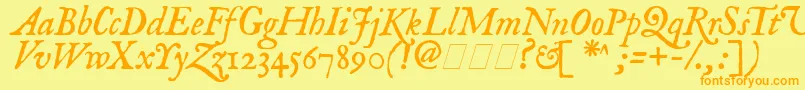 ImFellEnglishItalic-Schriftart – Orangefarbene Schriften auf gelbem Hintergrund