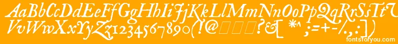 ImFellEnglishItalic-Schriftart – Weiße Schriften auf orangefarbenem Hintergrund