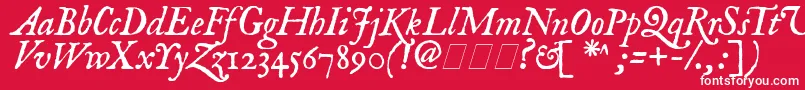 ImFellEnglishItalic-Schriftart – Weiße Schriften auf rotem Hintergrund