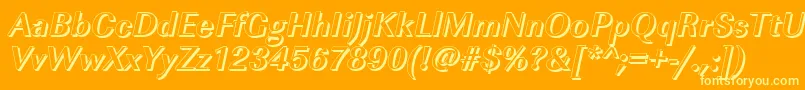 ImperialshBolditalic-Schriftart – Gelbe Schriften auf orangefarbenem Hintergrund