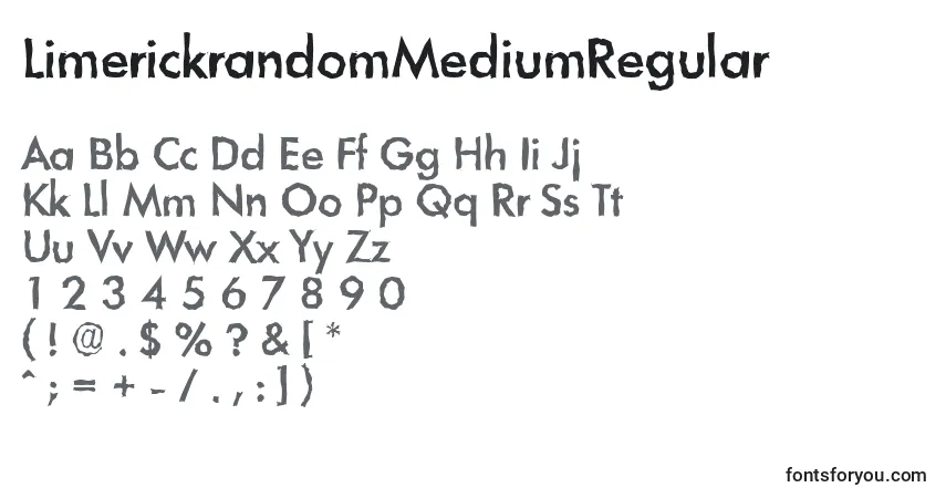 Czcionka LimerickrandomMediumRegular – alfabet, cyfry, specjalne znaki