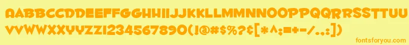 Fontdinerdotcomhuggable-fontti – oranssit fontit keltaisella taustalla