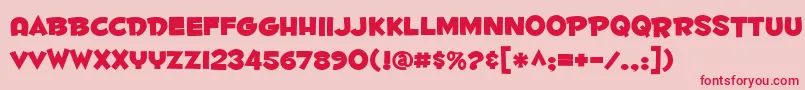 Fontdinerdotcomhuggable-Schriftart – Rote Schriften auf rosa Hintergrund