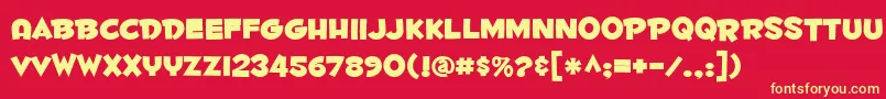 Fontdinerdotcomhuggable Font – Yellow Fonts on Red Background