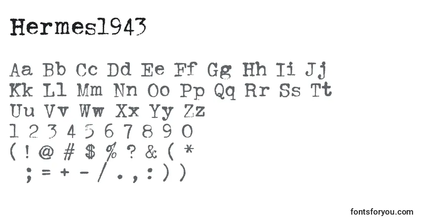 Czcionka Hermes1943 – alfabet, cyfry, specjalne znaki