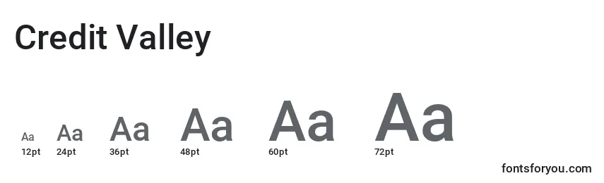 Credit Valley Font Sizes