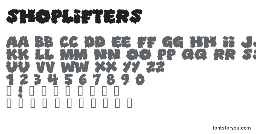 Schriftart Shoplifters – Alphabet, Zahlen, spezielle Symbole