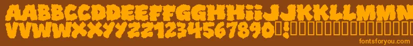 Shoplifters-Schriftart – Orangefarbene Schriften auf braunem Hintergrund