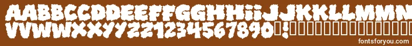 Shoplifters-Schriftart – Weiße Schriften auf braunem Hintergrund