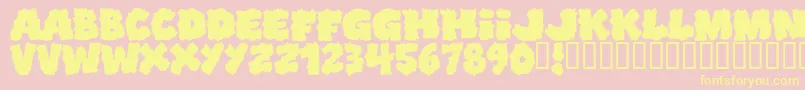 Shoplifters-Schriftart – Gelbe Schriften auf rosa Hintergrund