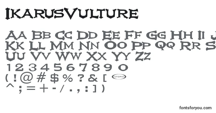 Schriftart IkarusVulture – Alphabet, Zahlen, spezielle Symbole