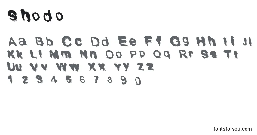Schriftart Shodo – Alphabet, Zahlen, spezielle Symbole