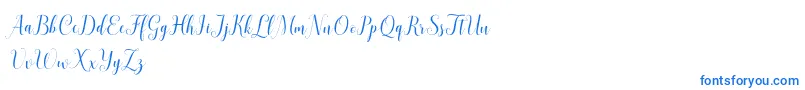 フォントAhattomDemo – 白い背景に青い文字