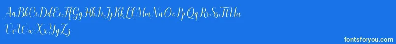 AhattomDemo-Schriftart – Gelbe Schriften auf blauem Hintergrund