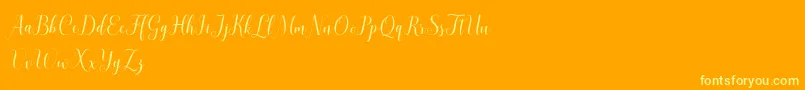 フォントAhattomDemo – オレンジの背景に黄色の文字